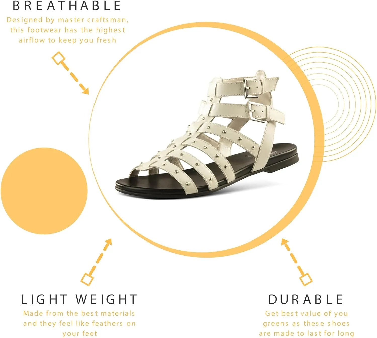 JATAREA Slip-On Flat Gladiator Sandals for Women | Comfortable Ankle Strap Open Toe Cross Strappy Womens Gladiator Sandals Perfect for Dressy Summer