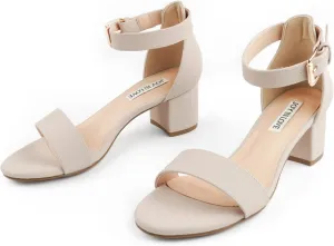 JOY IN LOVE Women's Chunky Low Heels Ankle Strap Open Toe Block Heel Sandals