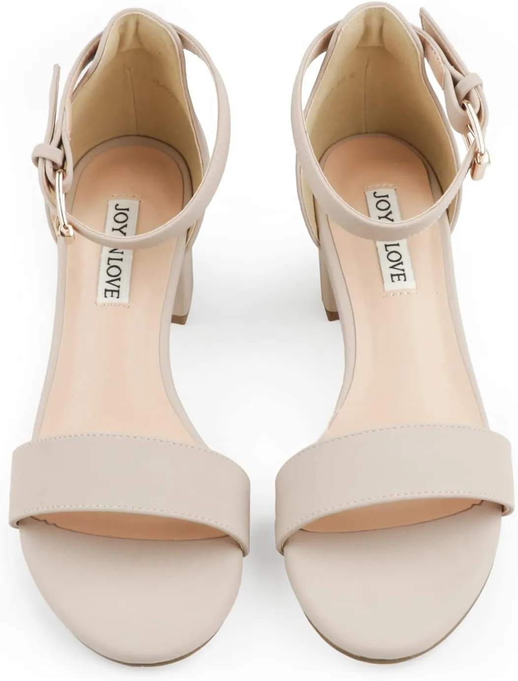 JOY IN LOVE Women's Chunky Low Heels Ankle Strap Open Toe Block Heel Sandals