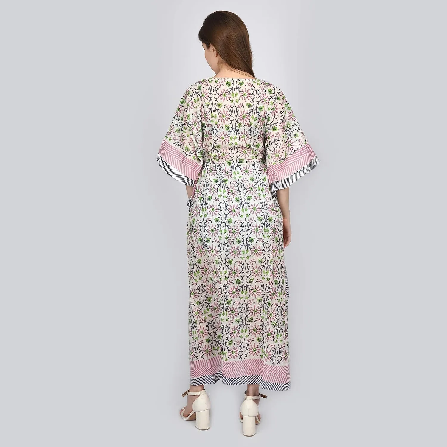 Kaftan Dresses for Women Ethnic Floral Prints Free Size Kaftans for Women