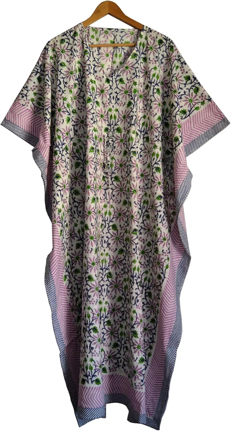 Kaftan Dresses for Women Ethnic Floral Prints Free Size Kaftans for Women