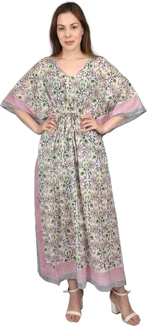 Kaftan Dresses for Women Ethnic Floral Prints Free Size Kaftans for Women