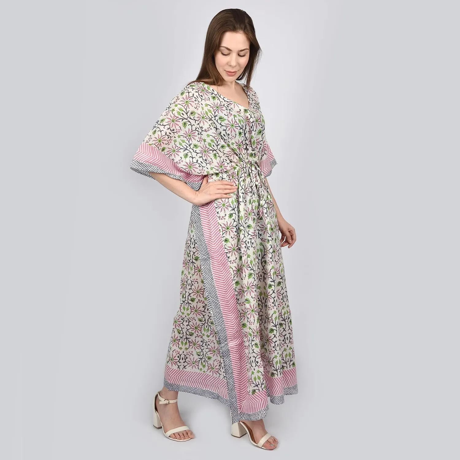 Kaftan Dresses for Women Ethnic Floral Prints Free Size Kaftans for Women