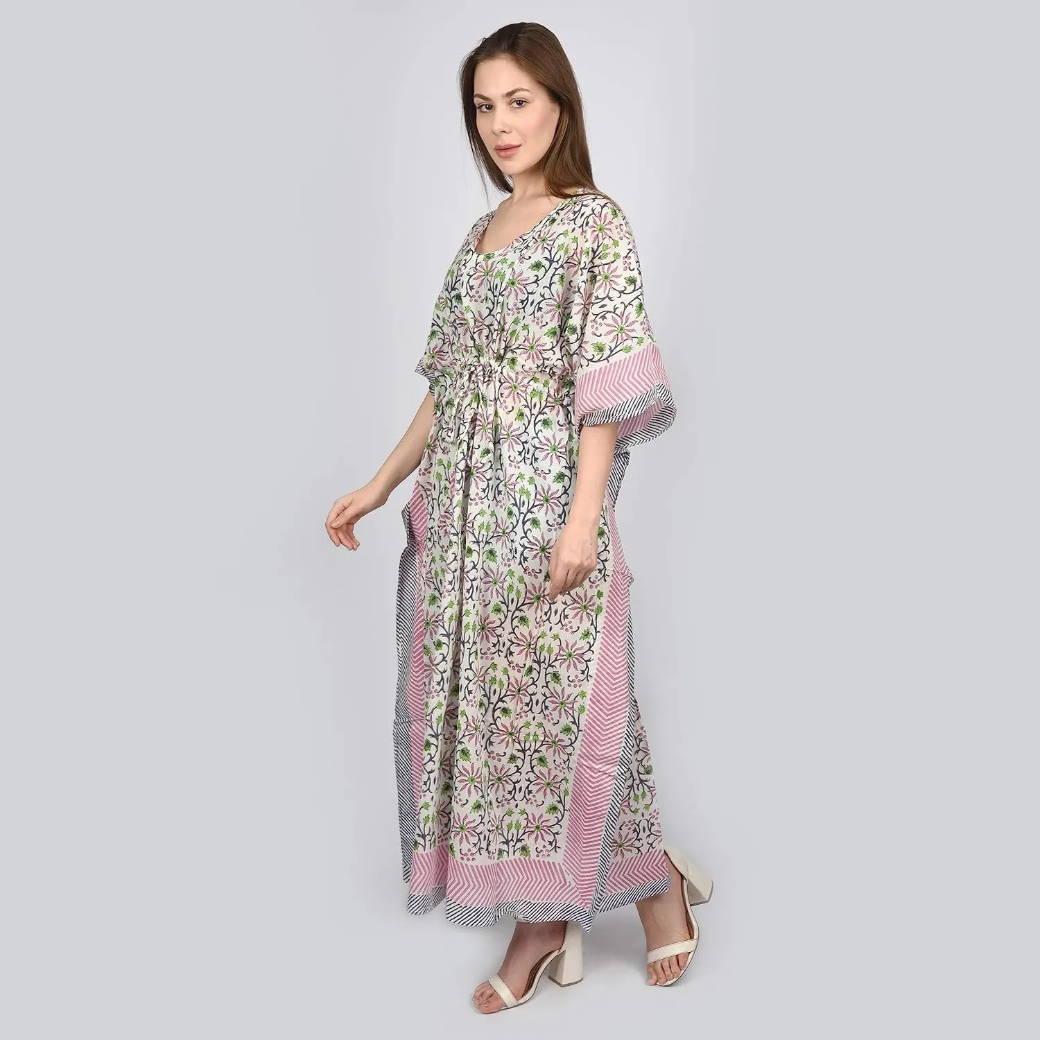 Kaftan Dresses for Women Ethnic Floral Prints Free Size Kaftans for Women