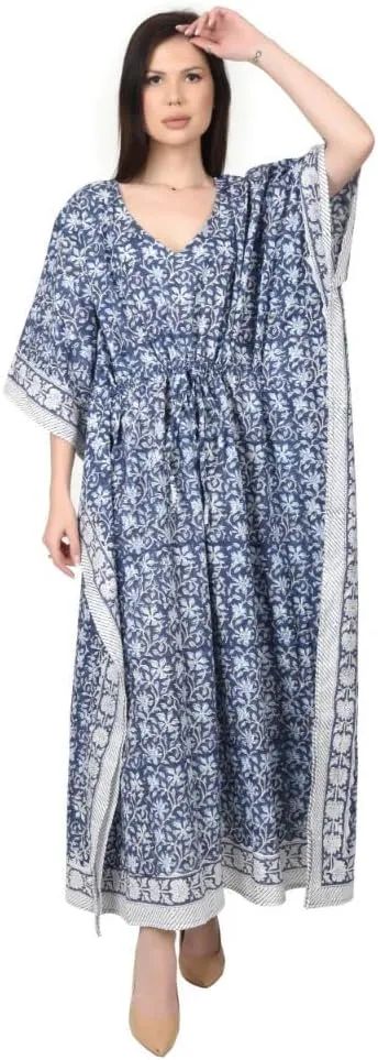 Kaftan Dresses for Women Ethnic Floral Prints Free Size Kaftans for Women