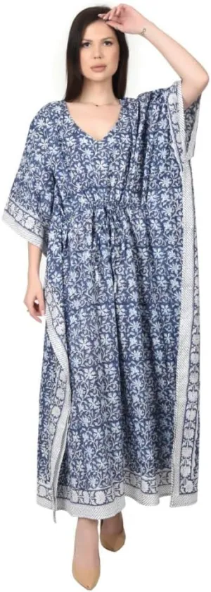 Kaftan Dresses for Women Ethnic Floral Prints Free Size Kaftans for Women