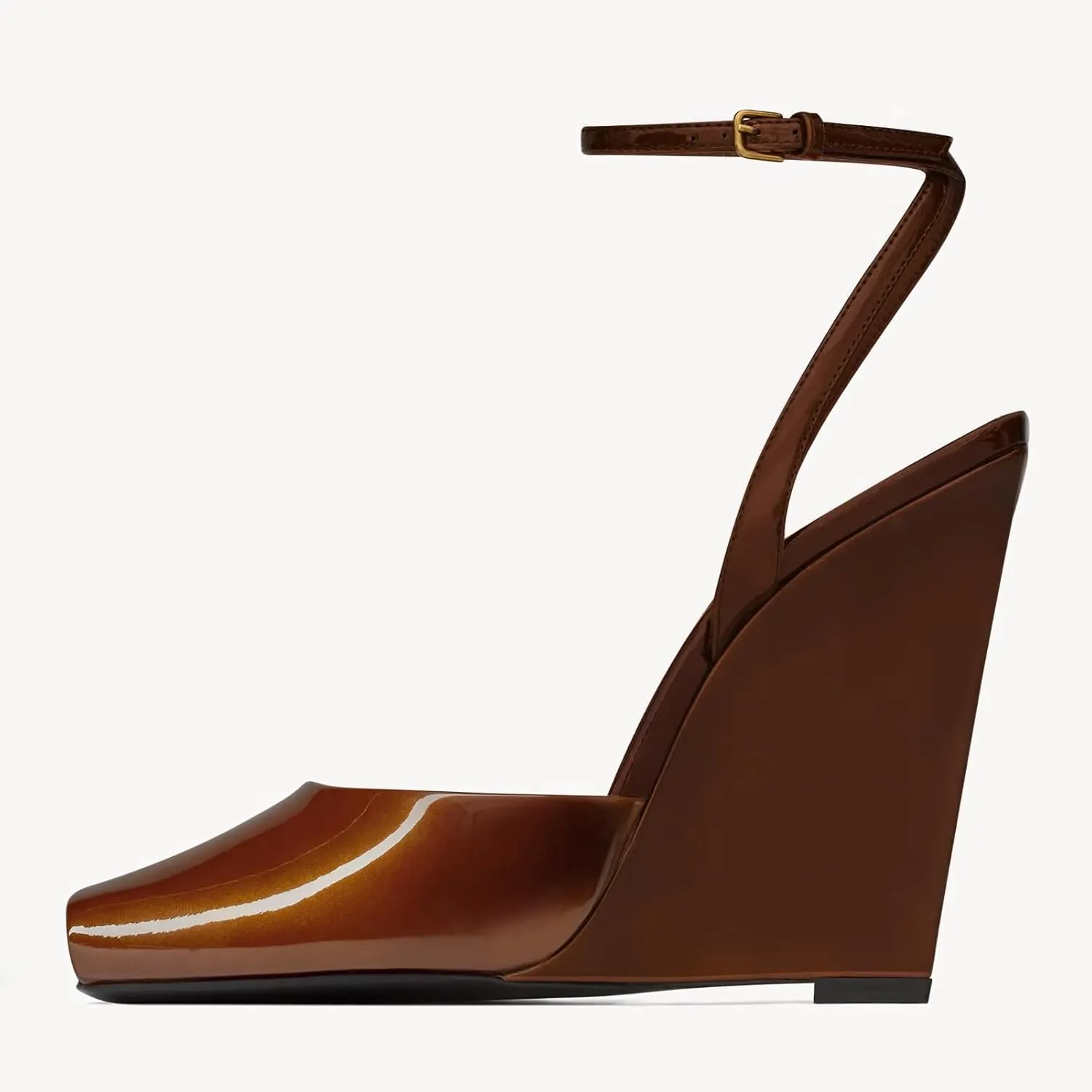 Kluolandi Women's Peep Toe Wedges Heels Patent Leather Ankle Strap Wedge Sandals for Women Fashion Party Dress Shoes