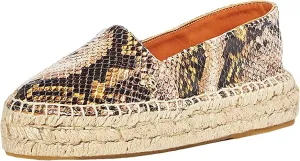 Kurt Geiger | Morella Leather Snake Print Espadrilles | Yellow Snake Print