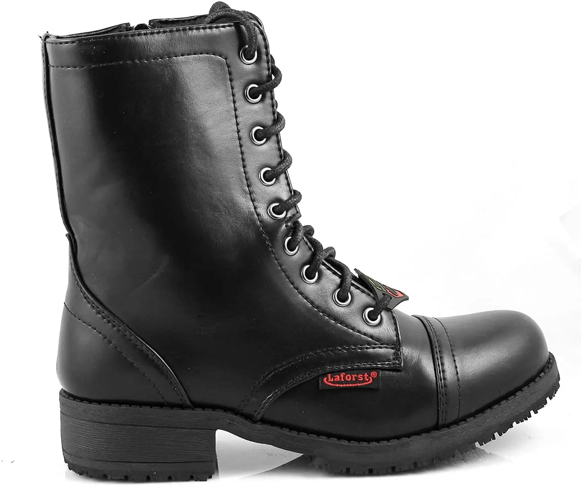 Laforst Womens Slip Resistant Fashion Work Boots Combat Nonslip Boots