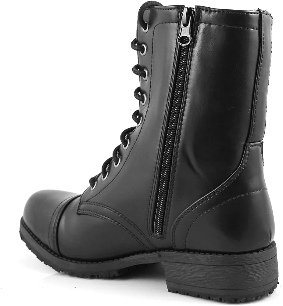 Laforst Womens Slip Resistant Fashion Work Boots Combat Nonslip Boots
