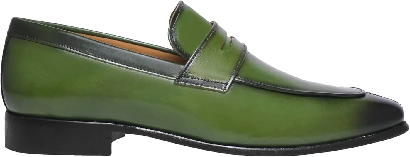 LIBERTYZENO Mens Penny Genuine Leather Adults Loafers Slip On Shoes for Prom Graduation