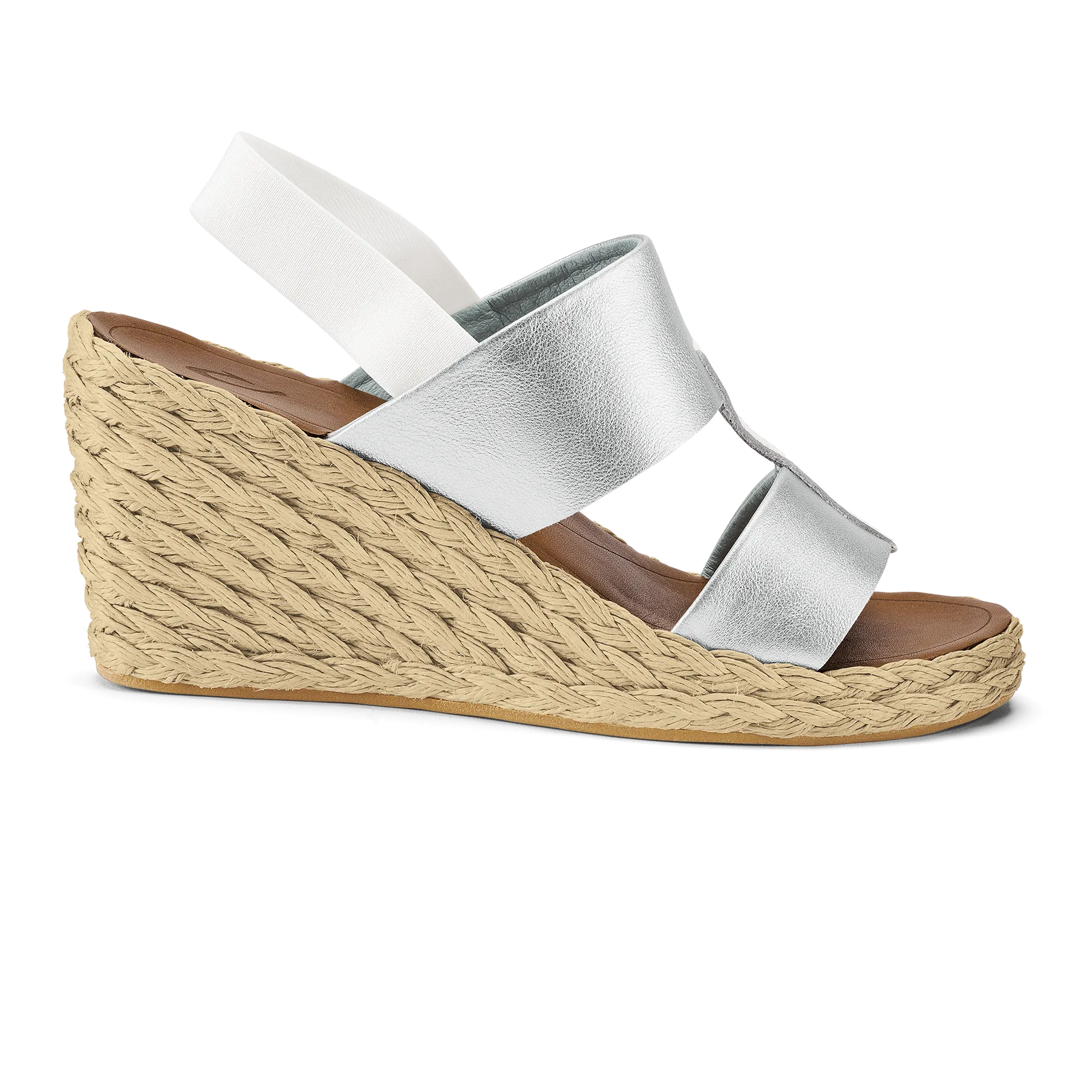 Lile Wedge  -  Silver / Tan
