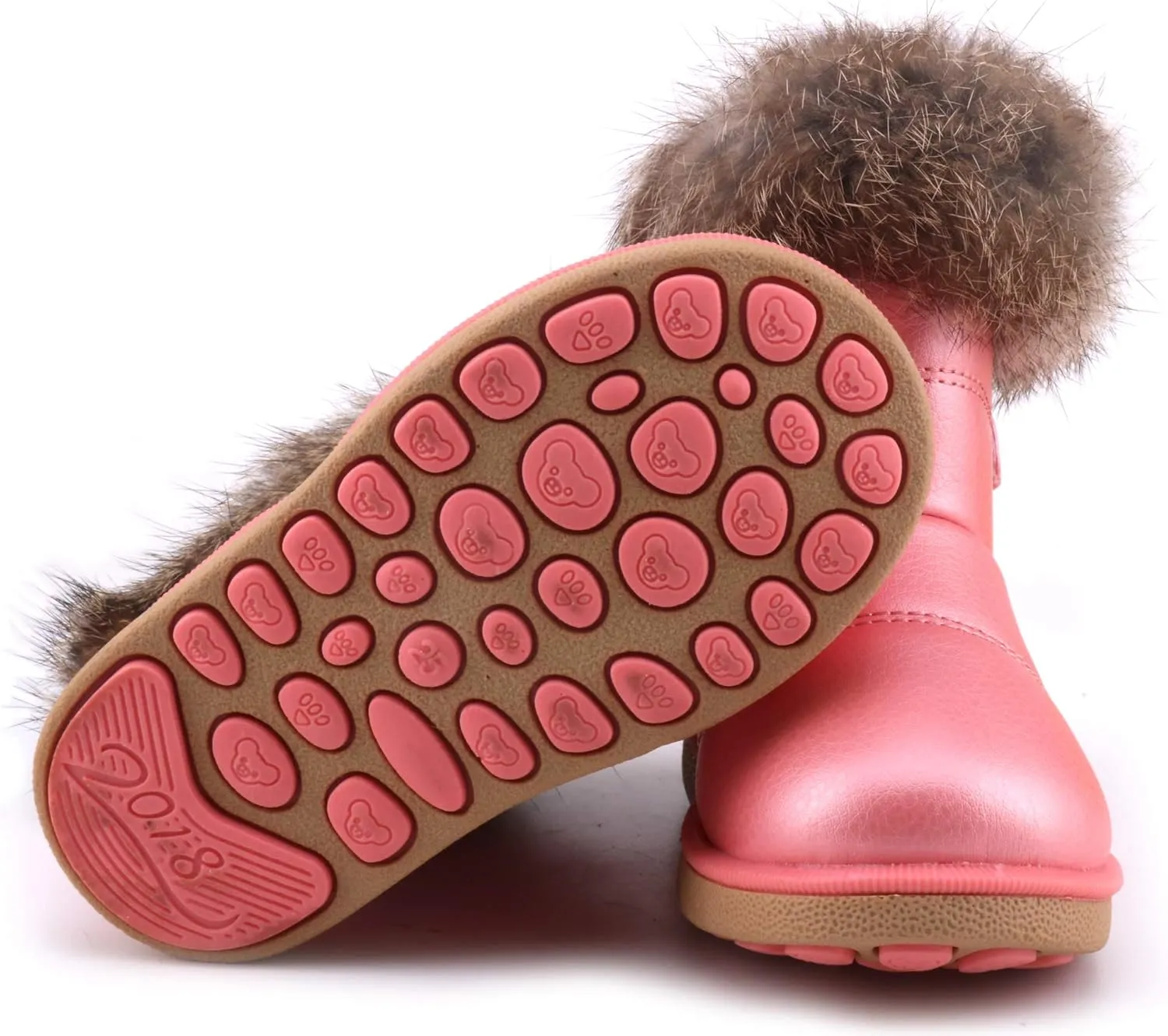 LONSOEN Toddler Girls Boots Fur Lined Winter Boots Shoes
