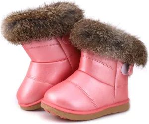 LONSOEN Toddler Girls Boots Fur Lined Winter Boots Shoes