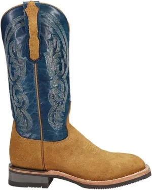 Lucchese Womens Ruth Round Toe Casual Boots Mid Calf Low Heel 1-2" - Blue, Brown