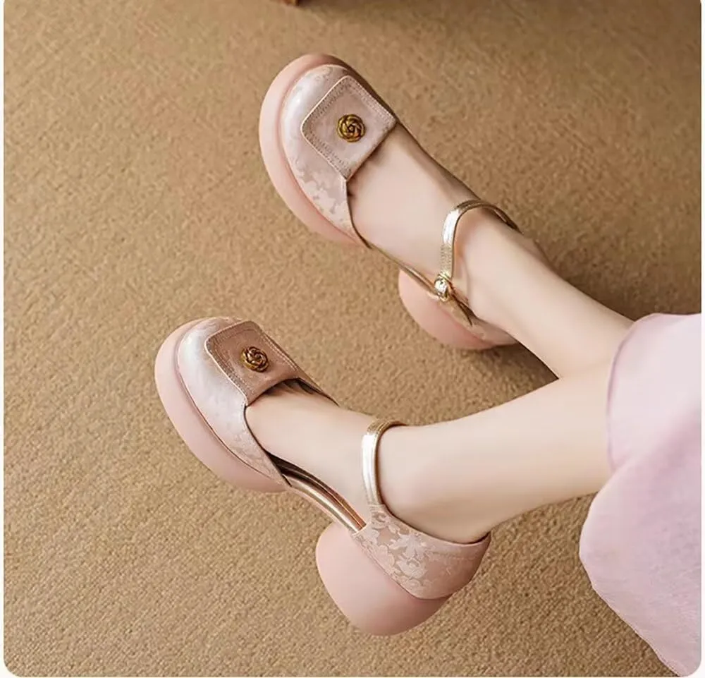 MAIITRIP Women's Dressy Summer Sandals with Adjustable Ankle Straps – Closed Toe Sandals Pumps Shoes for ladies with Wedges, Chunky Block Heel Platform for Weddings, Parties & Casual Comfort