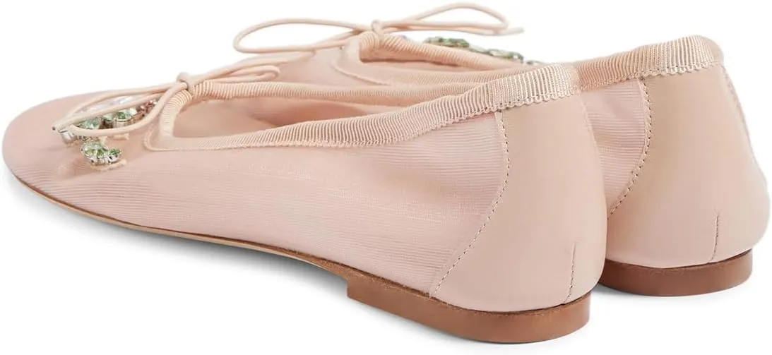 Maiyang Women Classic Floral Rhinestone Round Toe Slip on Ballet Flats Comfortable Breathable Ballroom Daily Casual Shoes Size 4-16 US