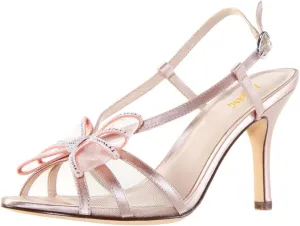 Maiyang Women Open Toe Rhinestone Bowknot Mesh Sandals Slingback Buckled Thin Mid Heels Charming Party Date Shoes Size 4-16 US
