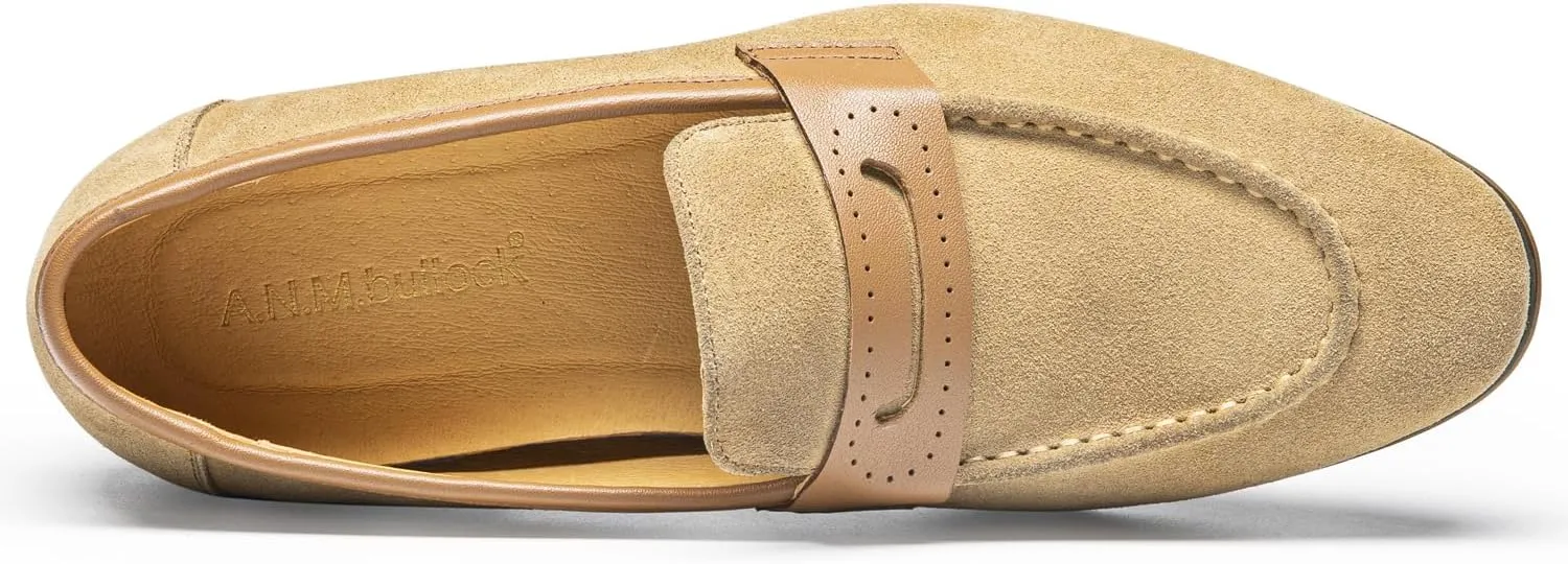 Men's Loafers & Slip-Ons - Genuine Leather Penny Loafers | Classic Dress Shoes with Coin Slot for Business Formal