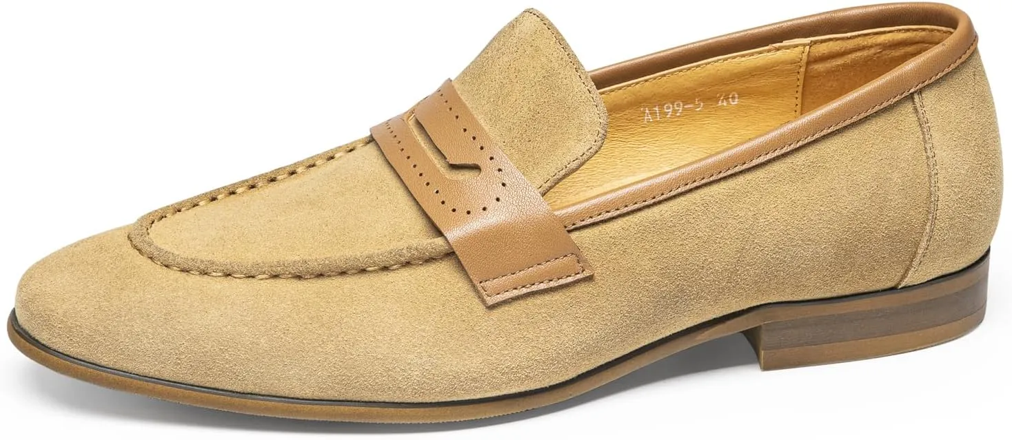 Men's Loafers & Slip-Ons - Genuine Leather Penny Loafers | Classic Dress Shoes with Coin Slot for Business Formal