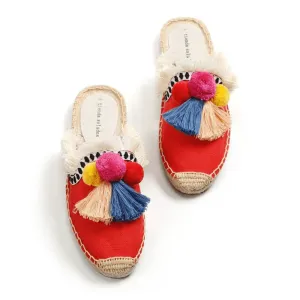 Merendy SofIan Espadrilles Low-Heel Fuzzy Mules