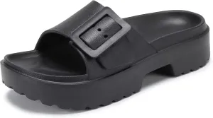 NineCiFun Women's Platform Sandals Low Wedge Sandals Open Toe Slide Sandals With Adjustable Buckle