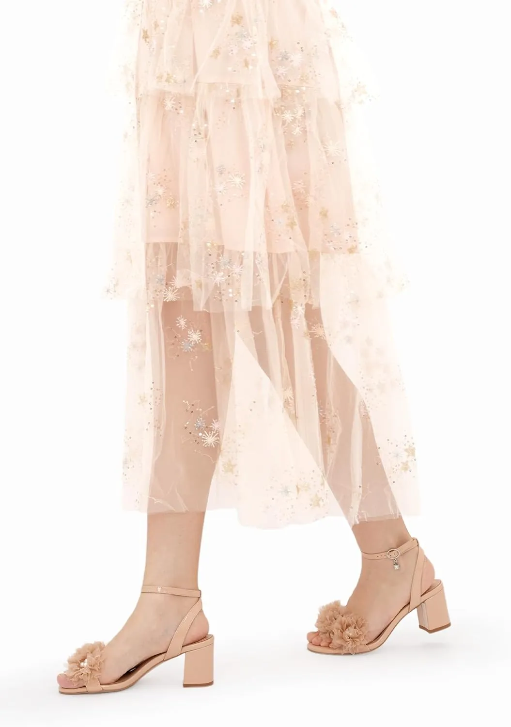 Oh Mispares Block Heel Sandals for Women Flower Pearl Heels Round Open Toe Ankle Strap Pink Elegant Heeled Sandals for Wedding Party Dressy