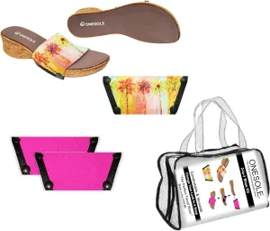 Onesole Breezy Corky Leisure Travel Shoe Kit, lightweight wedge sandals, Two Interchangeable Neoprene tops, Tops for women's wedge Sandals, As Seen on Shark Tank