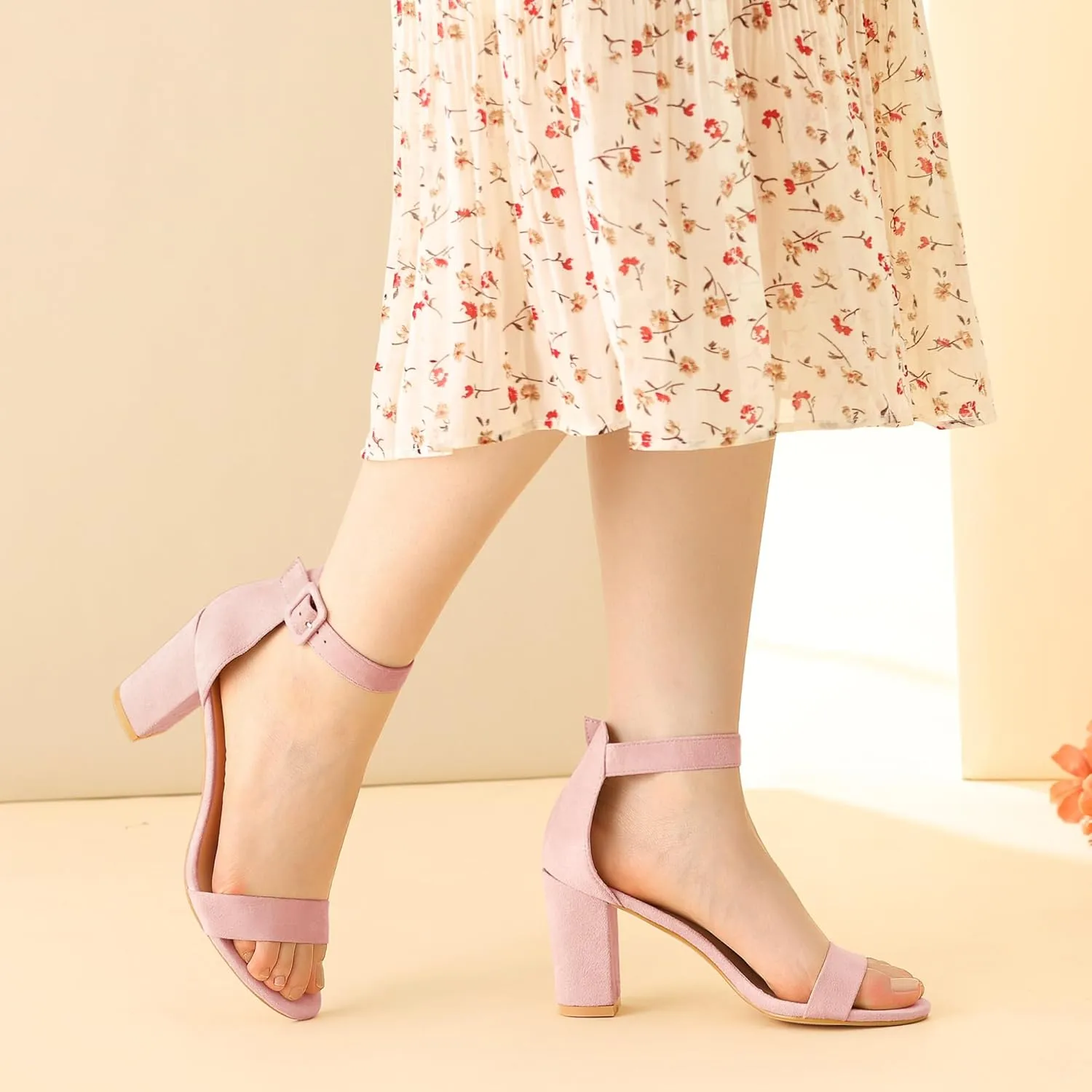 Perphy Ankle Strap Open Toe Chunky High Heels Sandals for Women