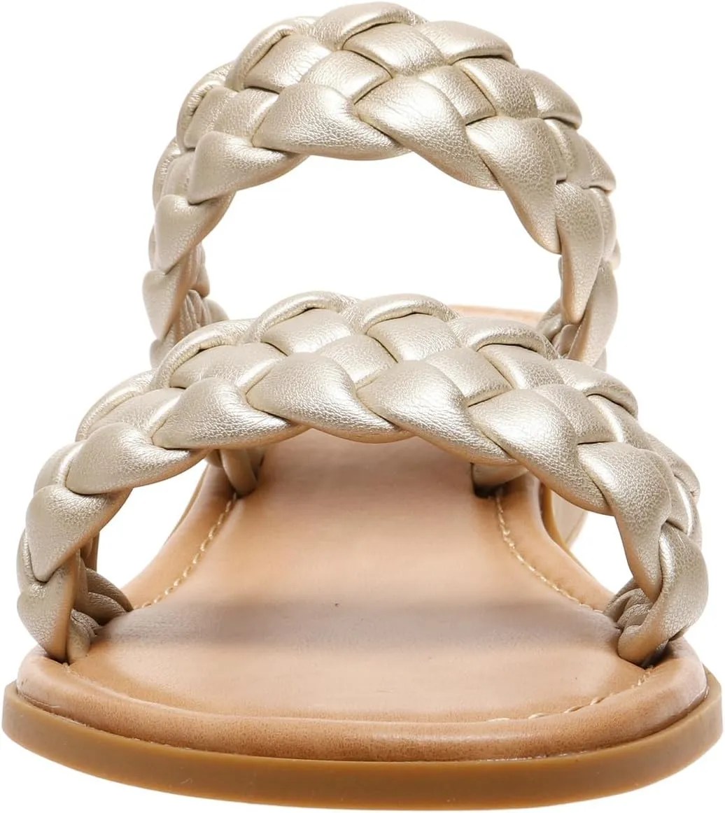 Pierre Dumas Womens braided slide sandals open toe two strap slip on sandals