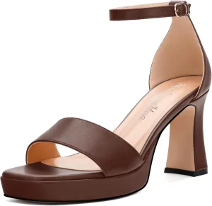 Platform Block Heels Sandals for Women, Fashion Women's Open Toe High Chunky Heels Ankle Strap Dress Sandals