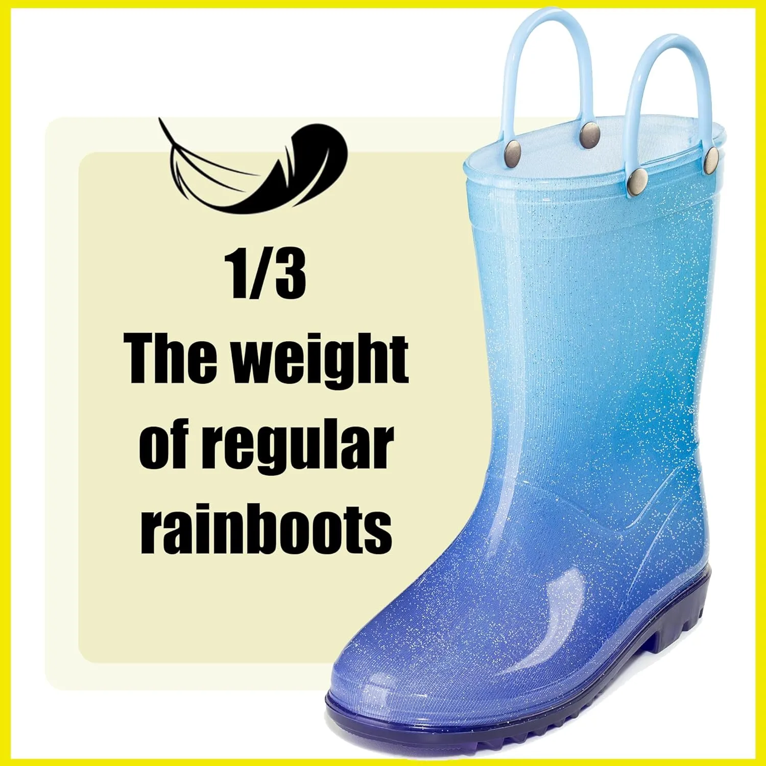 Puddle Play Kids' PVC Glitter Rain Boots with Easy-On Handles – Sparkly, Lightweight, for Girls & Boys – Toddler & Little Kid Sizes