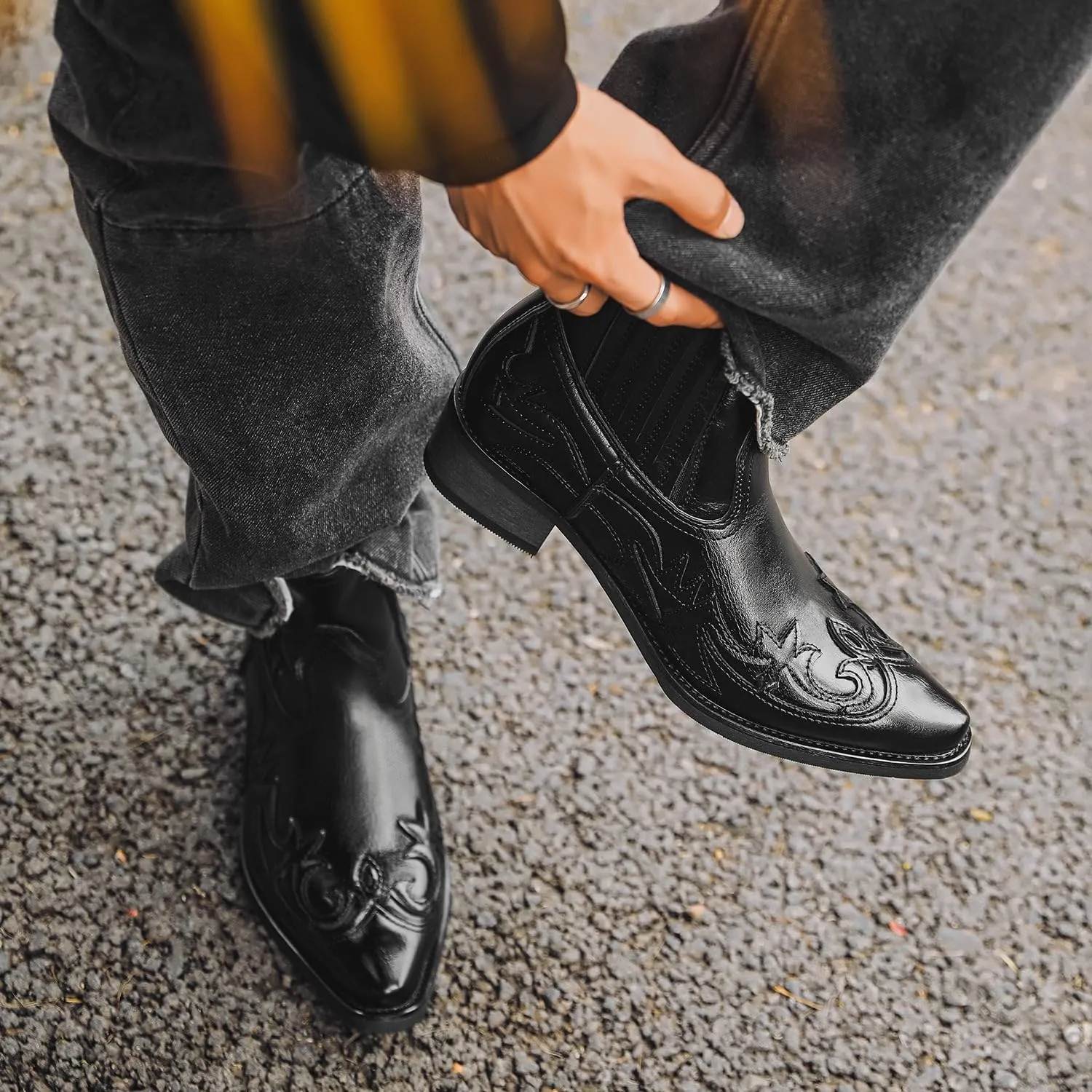Snip Toe Cowboy Boots for Me,snake Skin Boots Men's,cowboy Boots for Men Pointed Toe,western Cowboy Boots Breathable Casual Comfortable High Top Embroidered Pointed Toe Stitched Oxford Boots