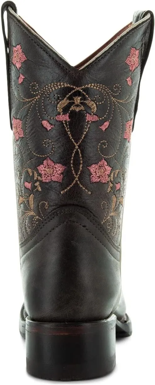 Soto Boots Girl's Square Toe Boots, Geniune Leather Girl's Cowgirl Boots, Toddler Western Boots, K3008 (, Brown)