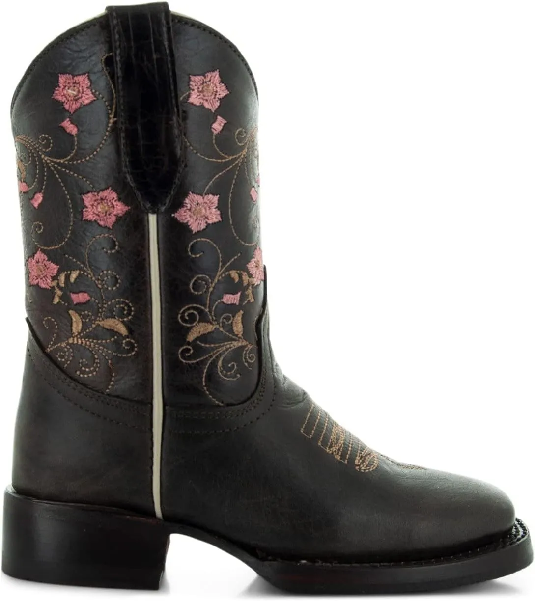 Soto Boots Girl's Square Toe Boots, Geniune Leather Girl's Cowgirl Boots, Toddler Western Boots, K3008 (, Brown)
