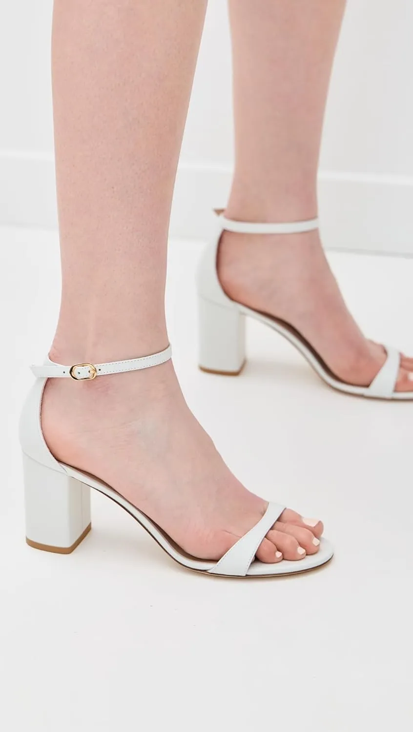 Stuart Weitzman Women's Nudist Block Sandals 75mm