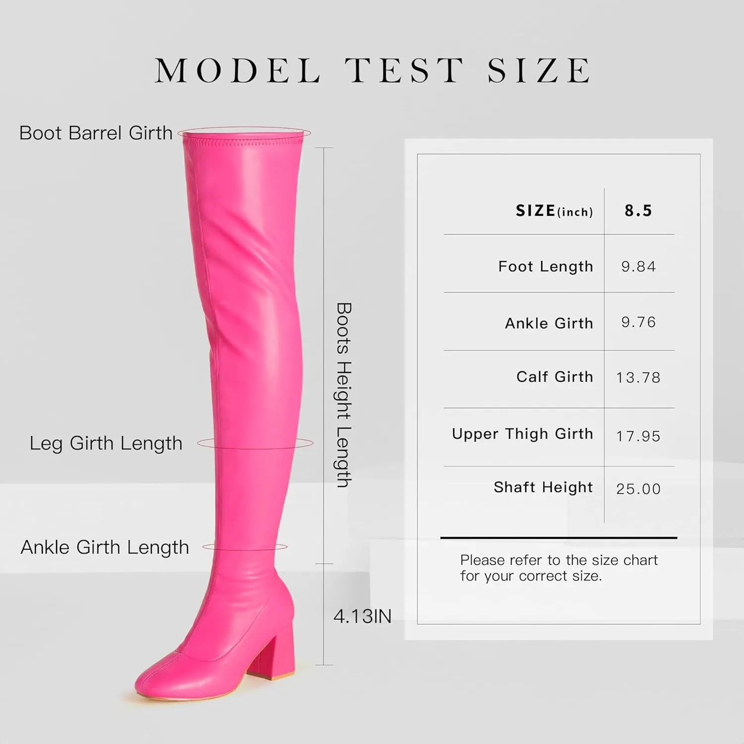 syztsho Thigh High Boots for Women Patent Leather PU Chunky Heel Over The Knee Boot Sexy Square Toe Side Zipper GOGO Boots