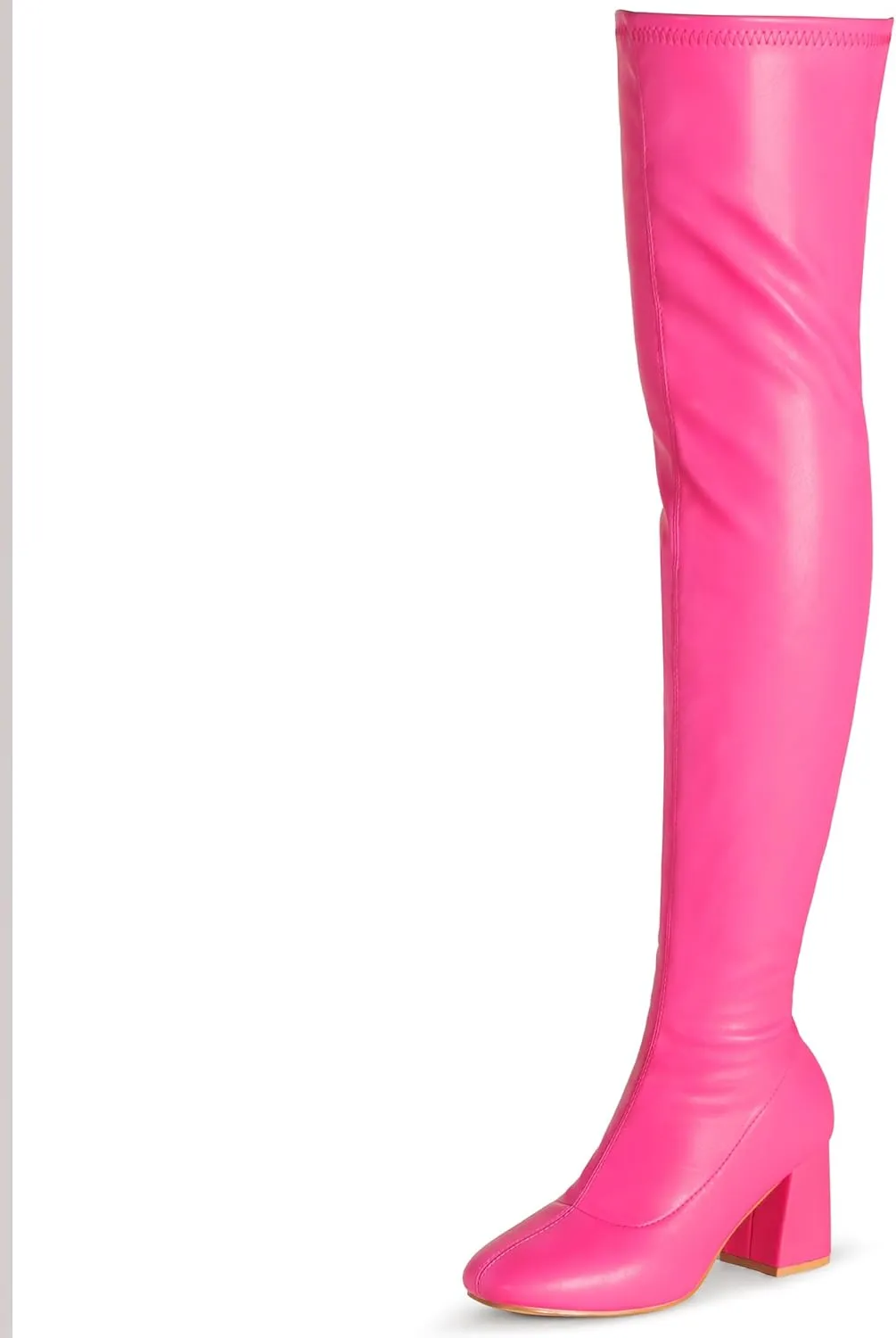 syztsho Thigh High Boots for Women Patent Leather PU Chunky Heel Over The Knee Boot Sexy Square Toe Side Zipper GOGO Boots