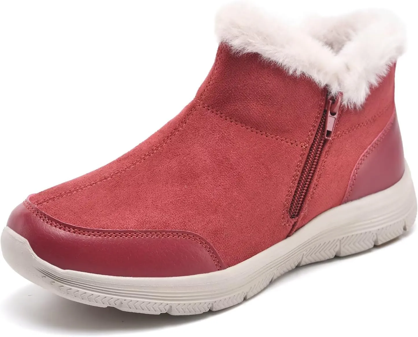 TIOSEBON Women's Winter Ankle Fur Lined Boots Anti-Slip On Resistant Booties Shoes