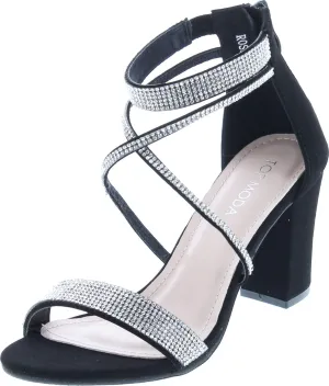 TOP Moda Dressy/Formal Sandals High Heel Ankle Strap Open Toe Sandals,Black,6.5