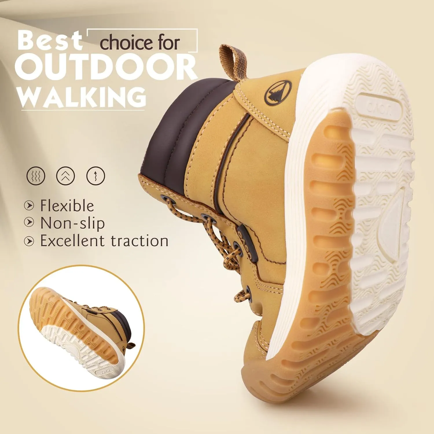 UOVO Boys Winter Boots - Hiking, Snow & Waterproof Shoes. Kids Outdoor Hi Top, Slip Resistant (Little/Big Boys)