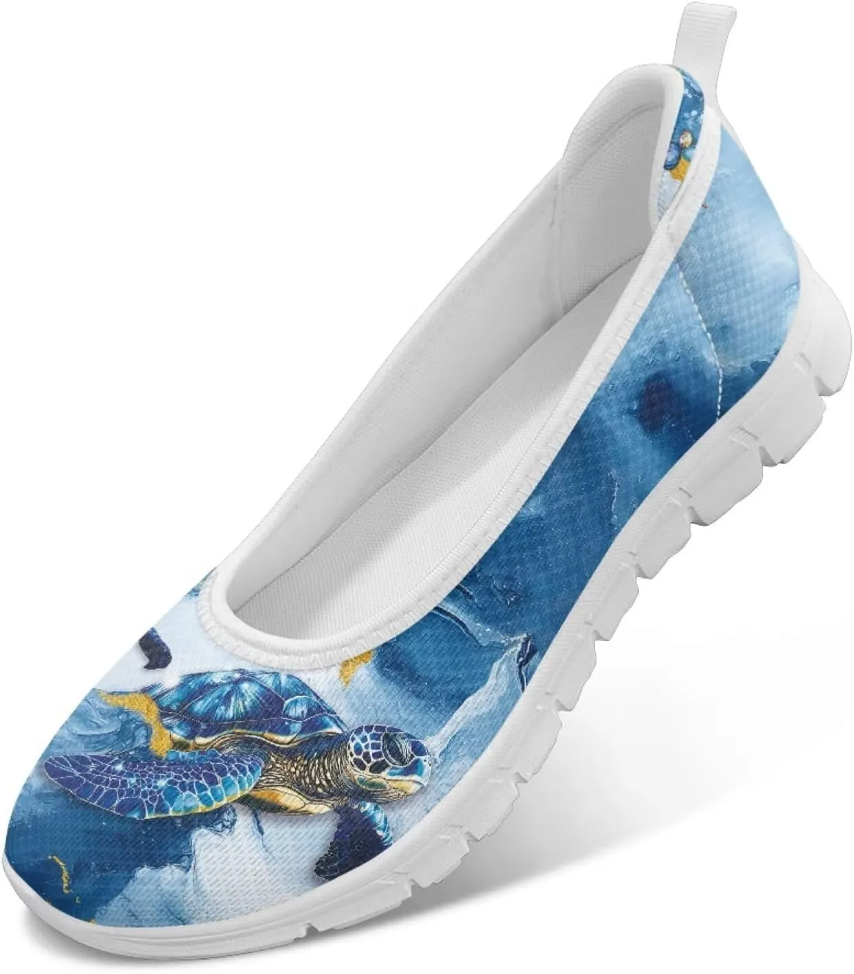 Various Stylish Marble Print Ballet Flats Shoes for Women Round Toe Slip On Mesh Casual Sneakers Fit Comfort Outdoor Walking Platform Loafers