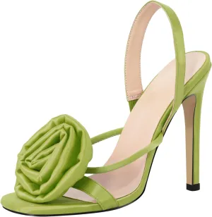 VERISSON Open-back Stiletto Flower Sandals Round Toe Summer Shoes
