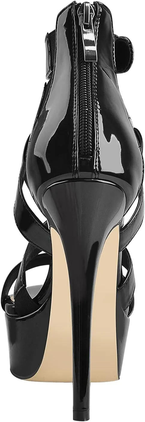 VERISSON Women's Stiletto High Heel Sandals Cross Bands Open Toe Platform Ankle Sandals Party Dress