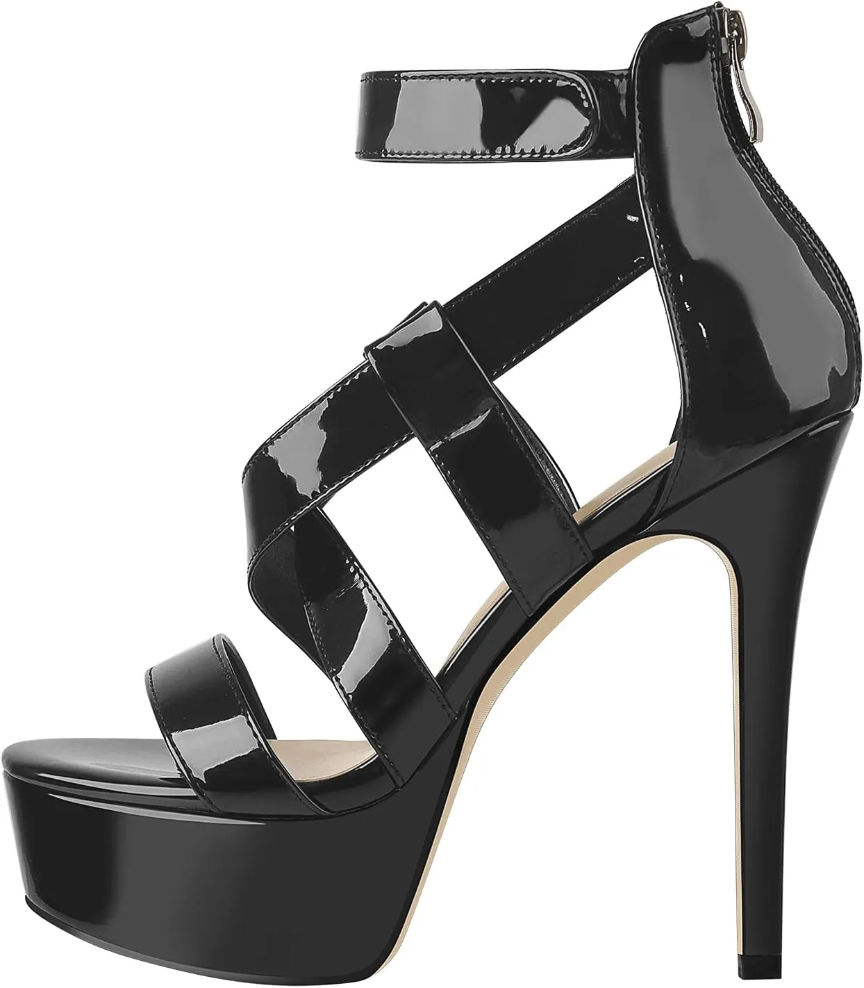 VERISSON Women's Stiletto High Heel Sandals Cross Bands Open Toe Platform Ankle Sandals Party Dress