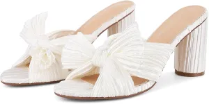 VIMISAOI Womens Bow Heels High Block Chunky Slide Sandals Open Toe Ankle Strap Wedding Dress Pumps Shoes