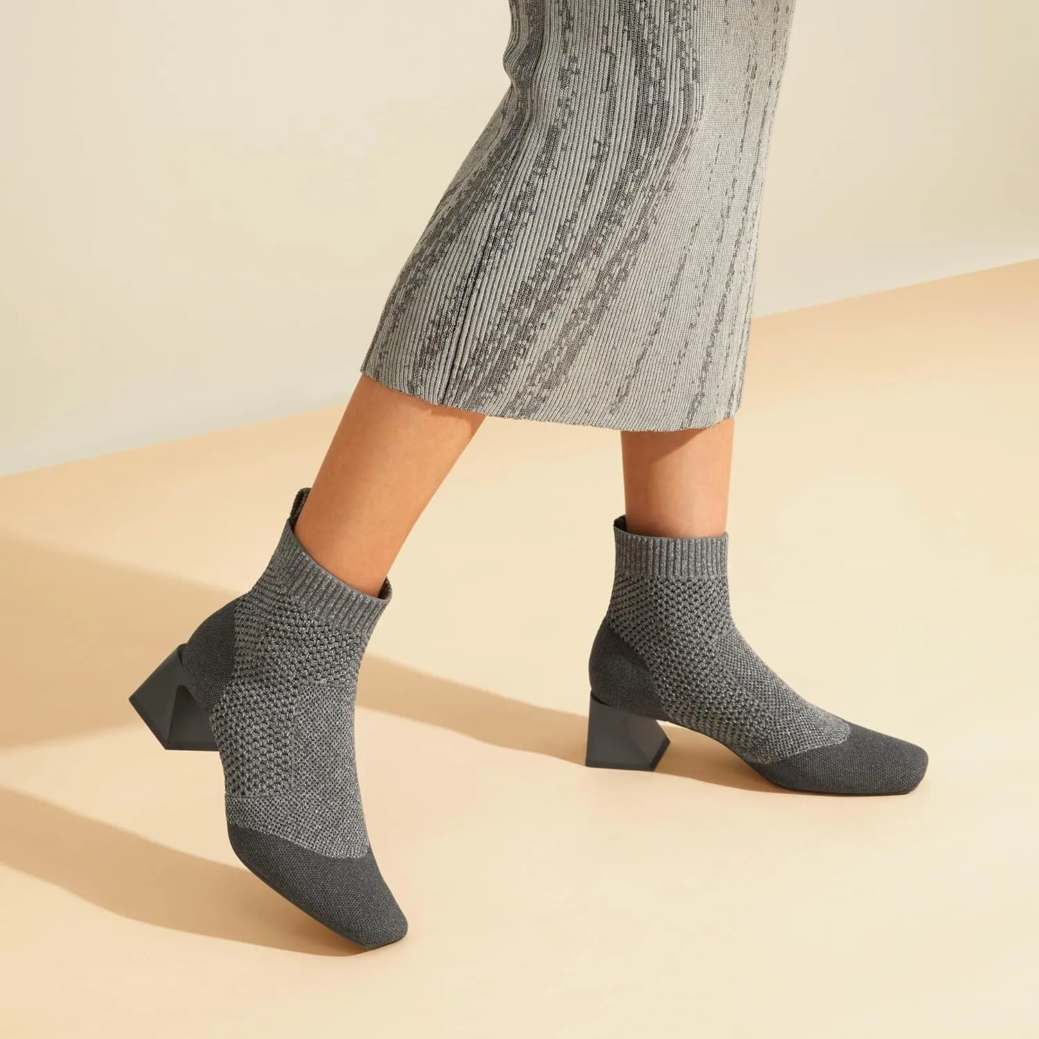 VIVAIA Melissa Women's Ankle Boots Slip on 1.77'' Chunky Block Mid Heel Booties Pointed Toe Retro-inspired Design