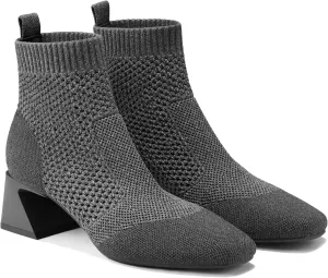 VIVAIA Melissa Women's Ankle Boots Slip on 1.77'' Chunky Block Mid Heel Booties Pointed Toe Retro-inspired Design