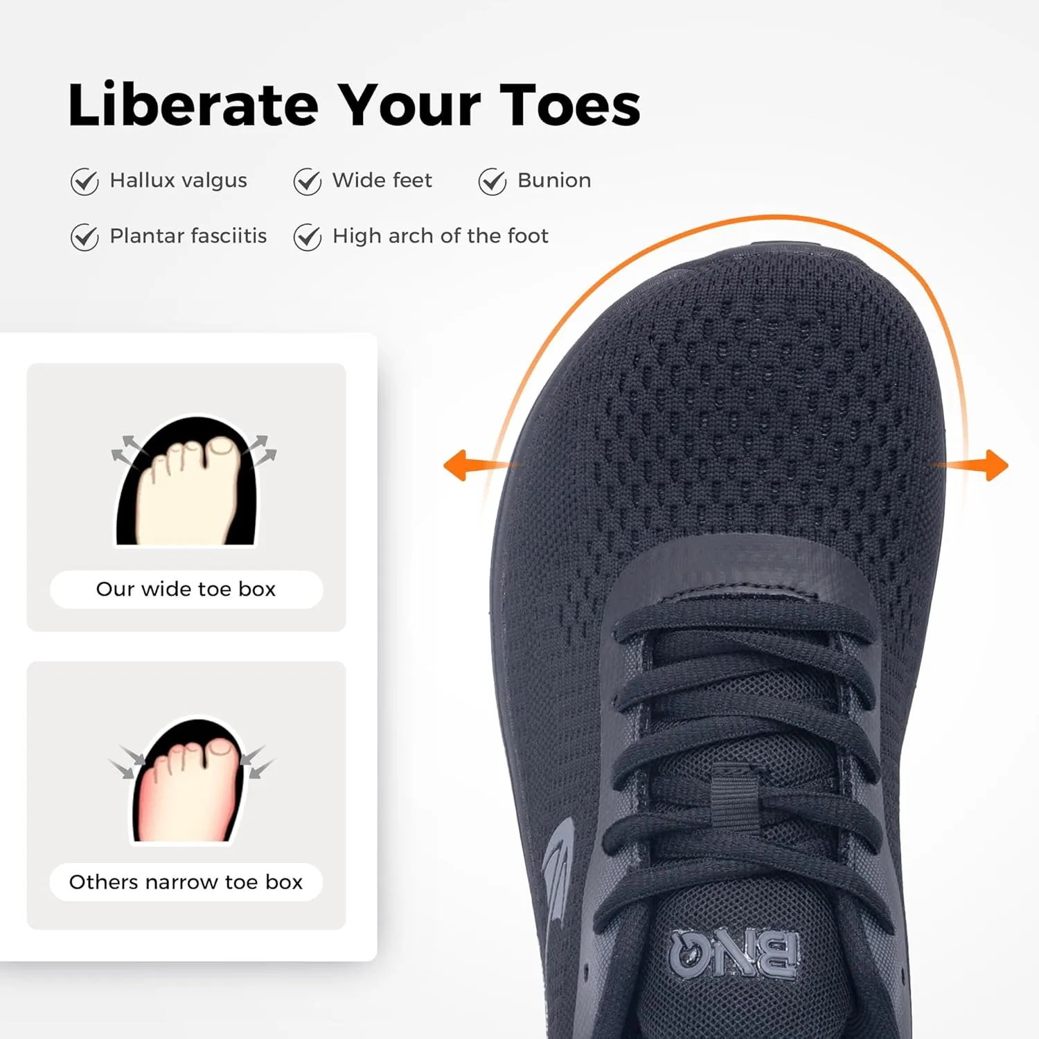 Wide Toe Box Shoes for Women Plantar Fasciitis Running Shoe Arch Support Walking Tennis Orthotic Breathable Extra Wide Width Athletic Sneakers US6-11
