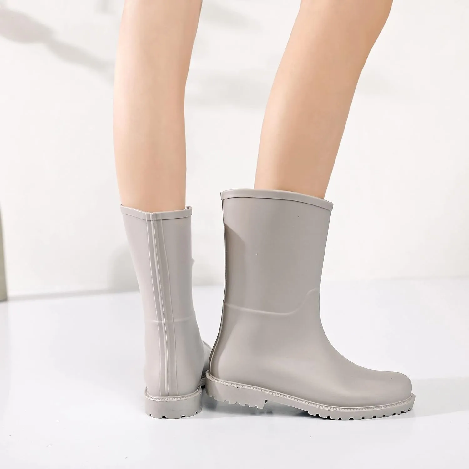 women mid calf rain boots Waterproof Garden Shoes Anti-Slipping Fashion Rubber Out Work rain Shoes